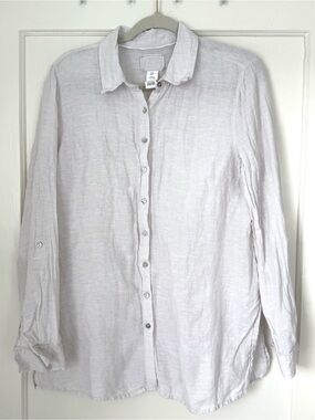 Sigrid Olsen Cream Button-Down Linen Shirt